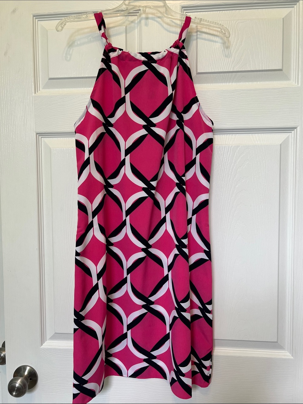 crown & ivy Hot Pink Geometric Halter Mini slip Dress